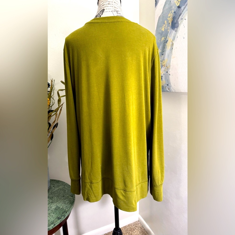 PositiviTees Olive Green Cozy "Farm Fresh Pumpkins" long sleeve Tee size XL - Picture 4 of 7